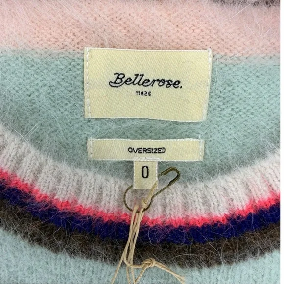 NWT Trendy Bellerose Datum Angora Wool Blend Stripe Oversized Sweater XS - Picture 4 of 9